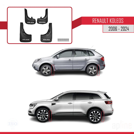 Compatible con Renault Koleos 2007-2024 Guardabarros Vehículo Juego Delantero Trasero 4 Piezas Negro