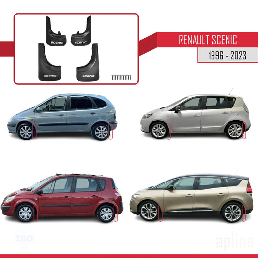 Compatible con Renault Scenic 1996-2023 Guardabarros Vehículo Juego Delantero Trasero 4 Piezas Negro