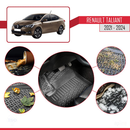 Compatible avec Renault Taliant 3 2021-2024 4D Tapis de Voiture Noir