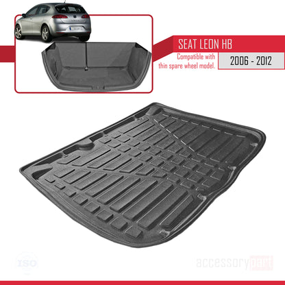 Tapis de Coffre pour Seat Leon 2006-2012 Flexible NOIR