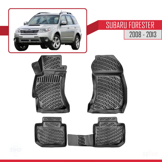 Compatible con Subaru Forester 3 (SH) 2008-2013 4D Alfombrillas de Goma Negro
