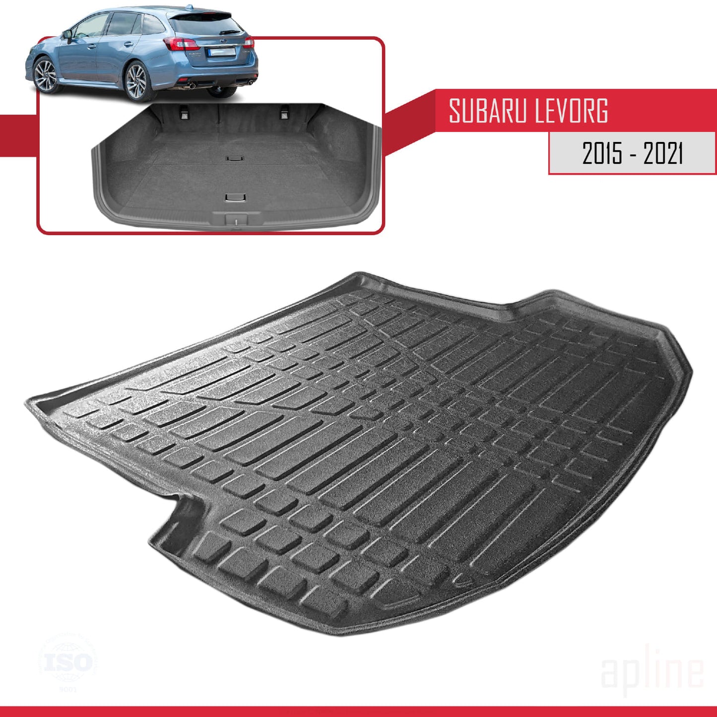 Compatible avec Subaru Levorg (VM) 2015-2021 Flexible Tapis de Coffre Plancher de Chargement Noir