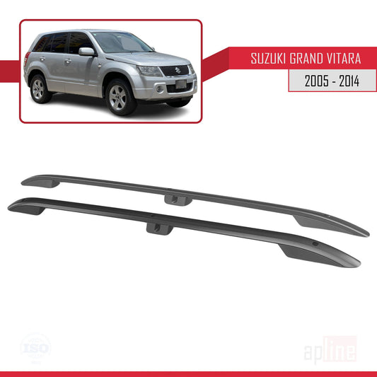 Compatible con Suzuki Grand Vitara 2 (JT) (5 Door) 2005-2014 (Distancia entre ejes Corta L1/H1) Rieles de Techo Portaequipajes de Techo Negro