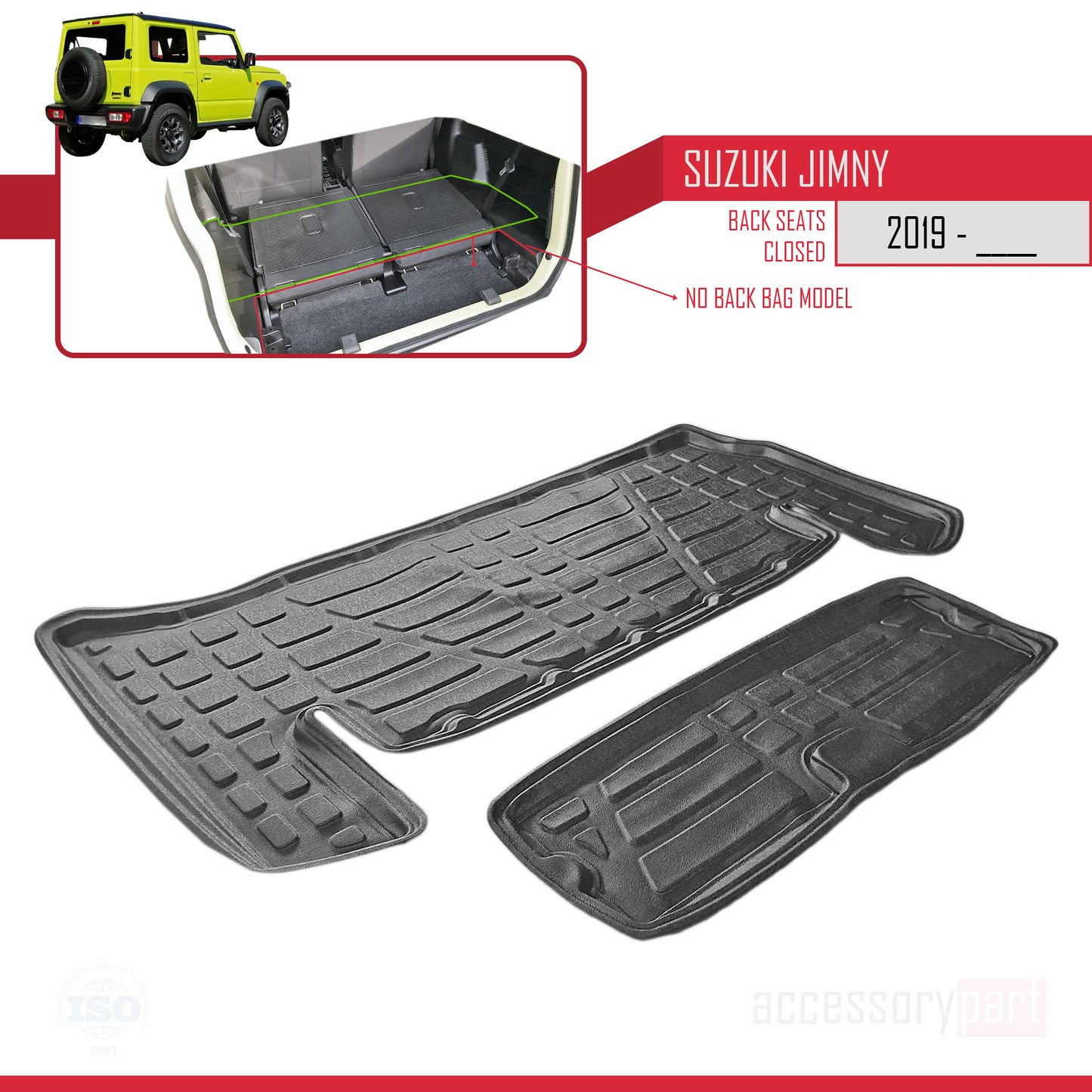 Tapis de Coffre pour Suzuki Jimny 2019-2023 Flexible NOIR