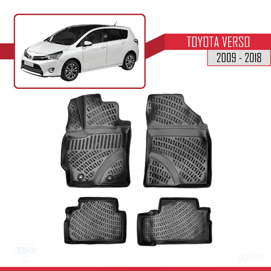 Compatible con Toyota Verso (AR20) 2009-2018 4D Alfombrillas de Goma Negro