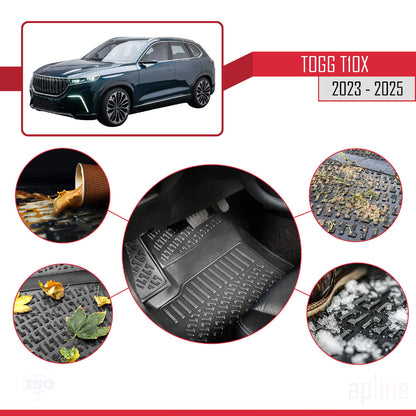 Compatible avec Togg T10X 2023-2025 4D Tapis de Voiture Noir