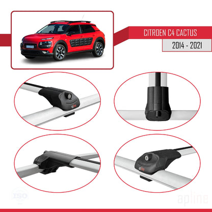 Compatible with Citroen C4 Cactus 2014-2021 ACE-1 Car Roof Rack Cross Bar Grey Aluminium 2 Bars