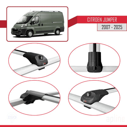 Compatible avec Citroen Jumper 2 2007-2025 ACE-1 Barres de Toit Railing Porte-Bagages de Voiture Gris Aluminium 2 Barres