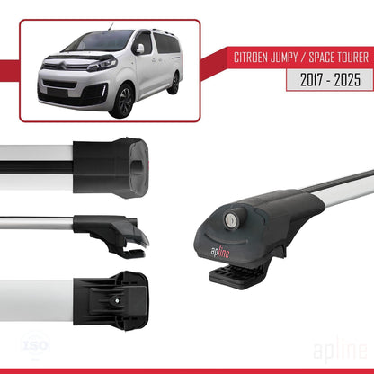 Compatible avec Citroen Jumpy 3 (K0) Space Tourer 2017-2025 ACE-1 Barres de Toit Railing Porte-Bagages de Voiture Gris Aluminium 3 Barres