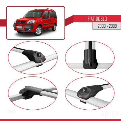Compatible avec Fiat Doblo 2000-2009 ACE-1 Barres de Toit Railing Porte-Bagages de Voiture Gris Aluminium 4 Barres