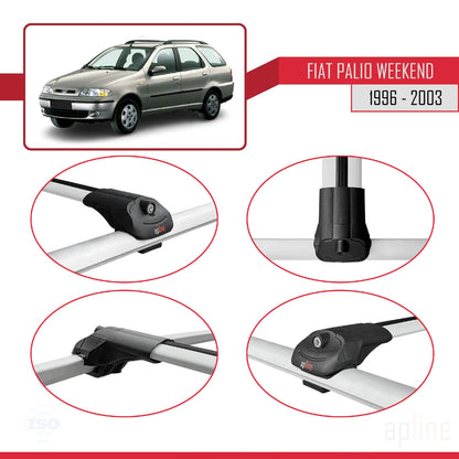 Compatibile con Fiat Palio (178) Weekend 1996-2003 ACE-1 Barre Portatutto Portapacchi Auto Alluminio Grigio 2 Barre
