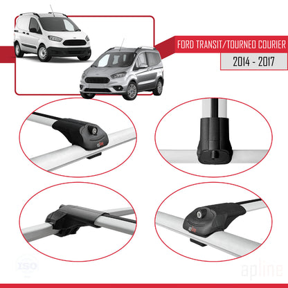 Compatible with Ford Transit/Tourneo Courier Pre-Facelift 2014-2017 ACE-1 Car Roof Rack Cross Bar Grey Aluminium 2 Bars