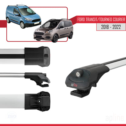 Compatible avec Ford Transit/Tourneo Courier Post-Facelift 2018-2022 ACE-1 Barres de Toit Railing Porte-Bagages de Voiture Gris Aluminium 2 Barres