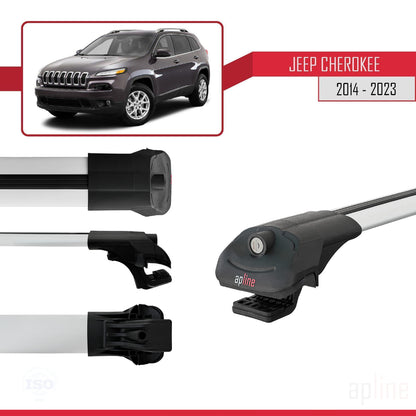 Compatible avec Jeep Cherokee 5 (KL) 2014-2023 ACE-1 Barres de Toit Railing Porte-Bagages de Voiture Gris Aluminium 3 Barres