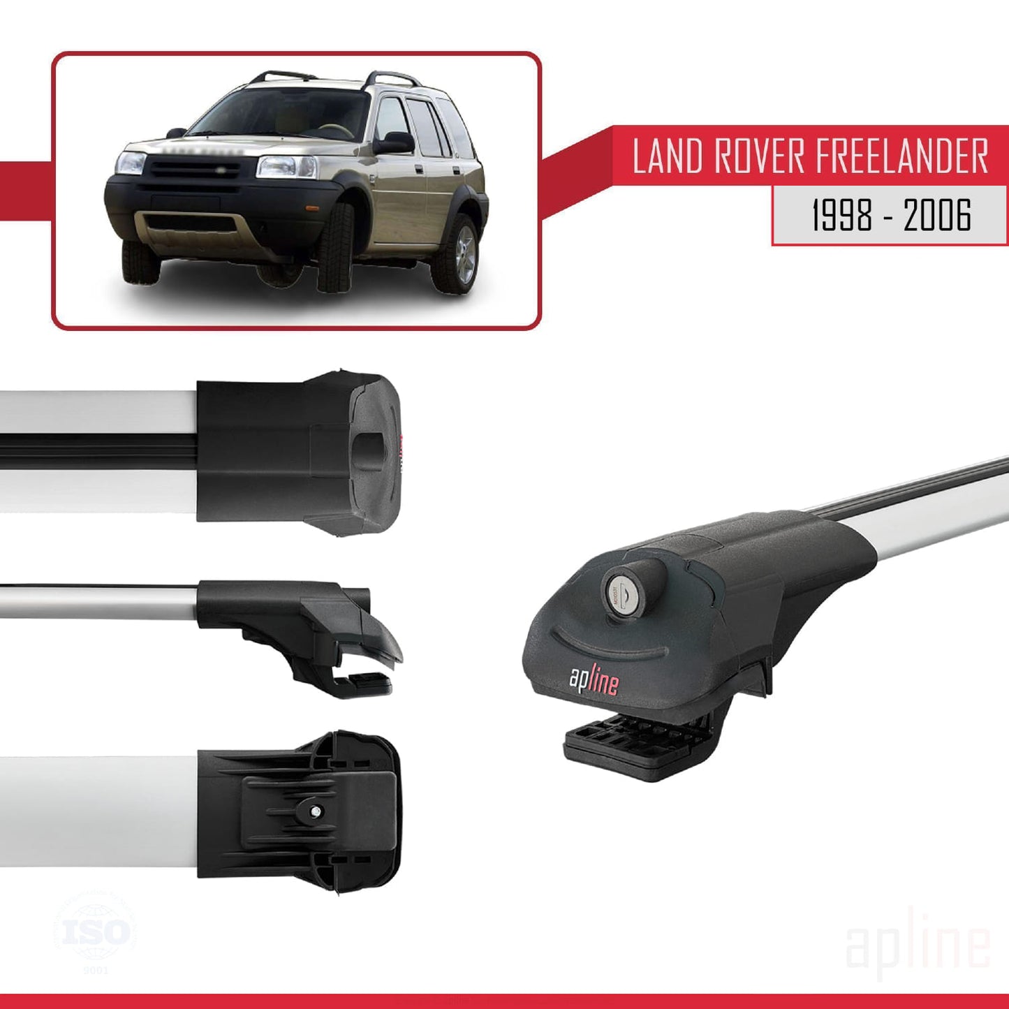 Compatible with Land Rover Freelander (L314) 1998-2006 ACE-1 Car Roof Rack Cross Bar Grey Aluminium 3 Bars