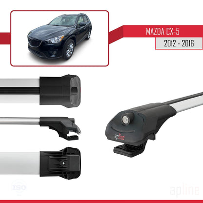 Compatible avec Mazda CX-5 I (KE) 2012-2016 ACE-1 Barres de Toit Railing Porte-Bagages de Voiture Gris Aluminium 3 Barres