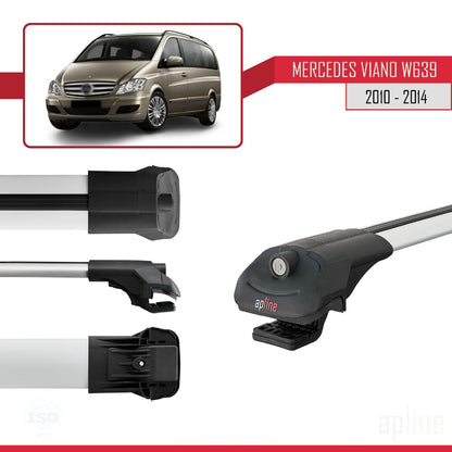 Compatible con Mercedes Viano 2 (W639) Post-Facelift 2010-2014 ACE-1 Barras de Techo Auto Portaequipajes Barras Transversales Gris Aluminio 3 Barras