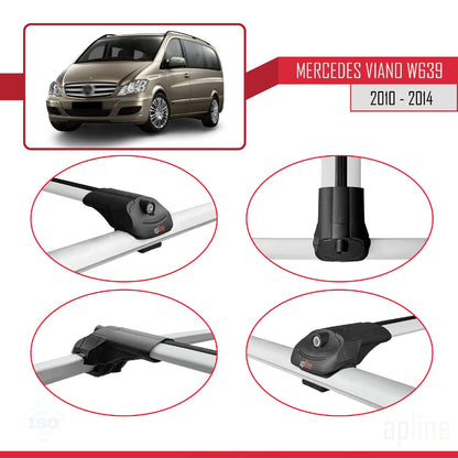 Compatible con Mercedes Viano 2 (W639) Post-Facelift 2010-2014 ACE-1 Barras de Techo Auto Portaequipajes Barras Transversales Gris Aluminio 3 Barras