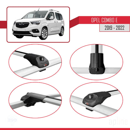 Compatible with Opel Combo E 2019-2022 ACE-1 Car Roof Rack Cross Bar Grey Aluminium 3 Bars