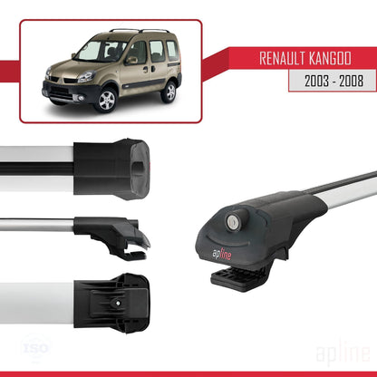 Compatible avec Renault Kangoo (X76) Post-Facelift 2003-2008 ACE-1 Barres de Toit Railing Porte-Bagages de Voiture Gris Aluminium 3 Barres