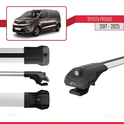 Compatible avec Toyota Proace 2017-2025 ACE-1 Barres de Toit Railing Porte-Bagages de Voiture Gris Aluminium 2 Barres