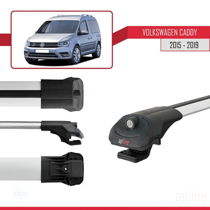 Compatible avec Volkswagen Caddy 3 (SA) 2015-2019 ACE-1 Barres de Toit Railing Porte-Bagages de Voiture Gris Aluminium 2 Barres