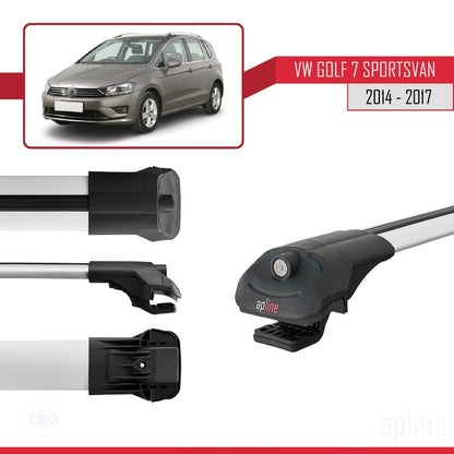Compatible avec Volkswagen Golf Sportvan 2014-2017 ACE-1 Barres de Toit Railing Porte-Bagages de Voiture Gris Aluminium 3 Barres