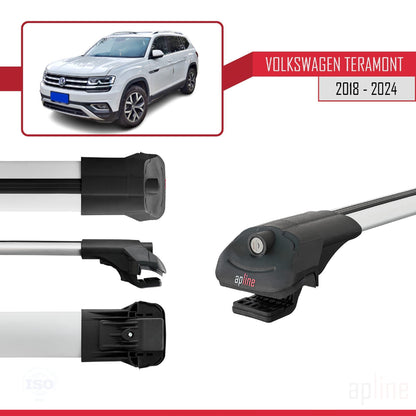 Compatible avec Volkswagen Teramont (CA1) 2018-2024 ACE-1 Barres de Toit Railing Porte-Bagages de Voiture Gris Aluminium 2 Barres