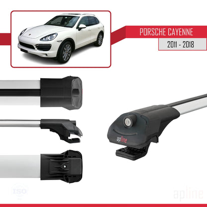 Compatible avec Porsche Cayenne 2 (92A) 2011-2018 ACE-1 Barres de Toit Railing Porte-Bagages de Voiture Gris Aluminium 3 Barres