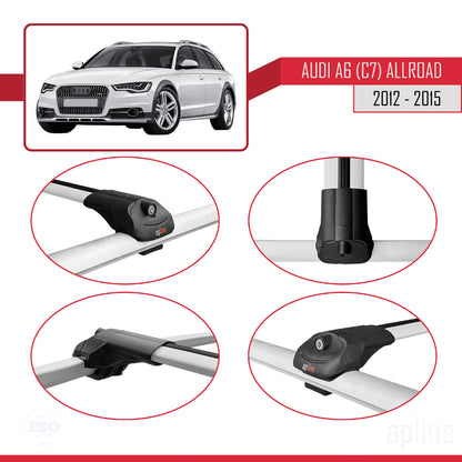 Compatibile con A6 (C7) Allroad 2012-2015 ACE-1 Barre portatutto per auto Portapacchi in alluminio grigio 3 barre