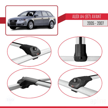 Compatibile con A4 (B7) Avant 2005-2007 ACE-1 Barre portatutto per auto Portapacchi Alluminio grigio 3 barre