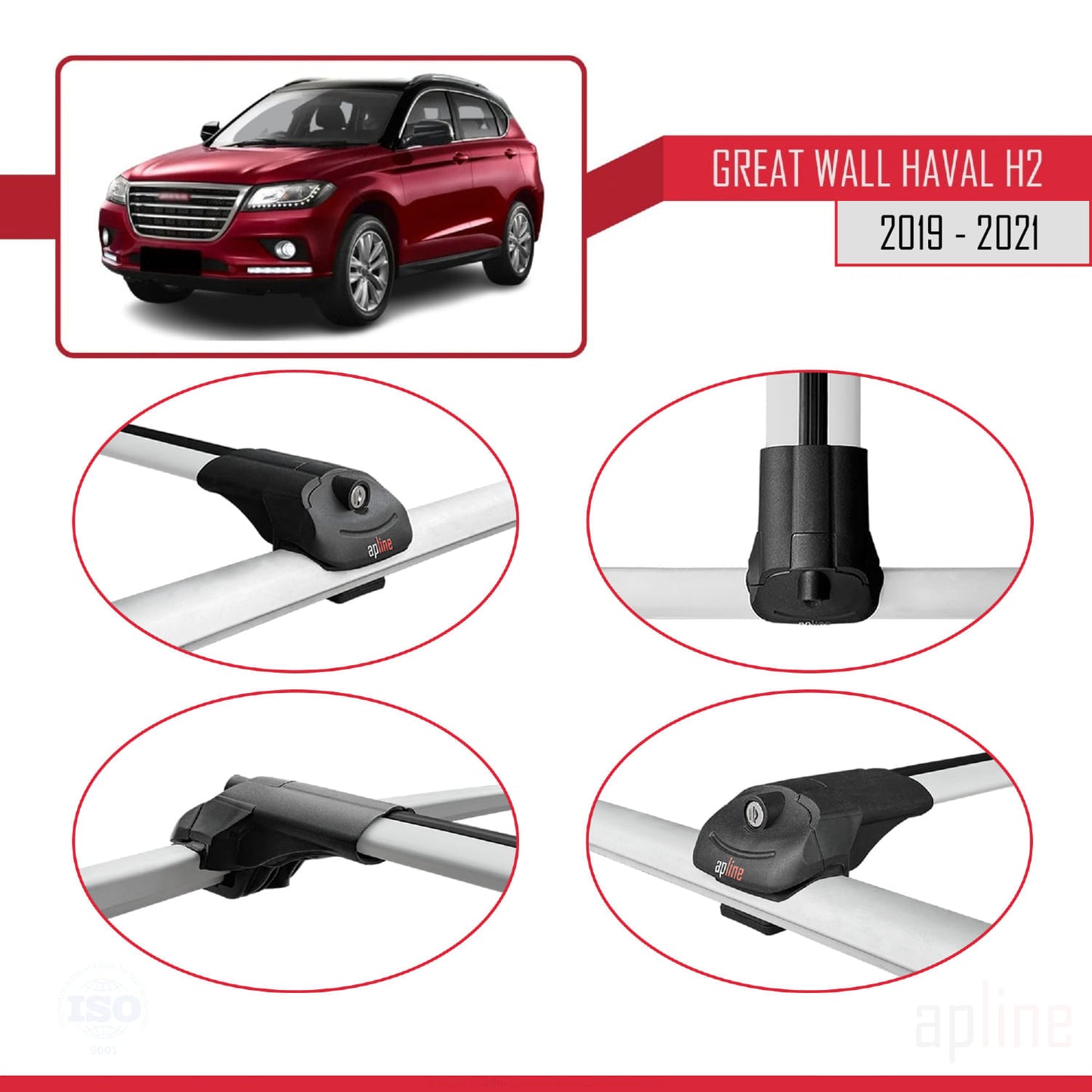 Compatible avec Great Wall Haval H2 2019-2021 ACE-1 Barres de Toit Railing Porte-Bagages de Voiture Gris Aluminium 2 Barres