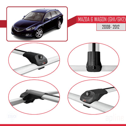 Compatible avec Mazda 6 II (GZ) Wagon 2008-2012 ACE-1 Barres de Toit Railing Porte-Bagages de Voiture Gris Aluminium 2 Barres