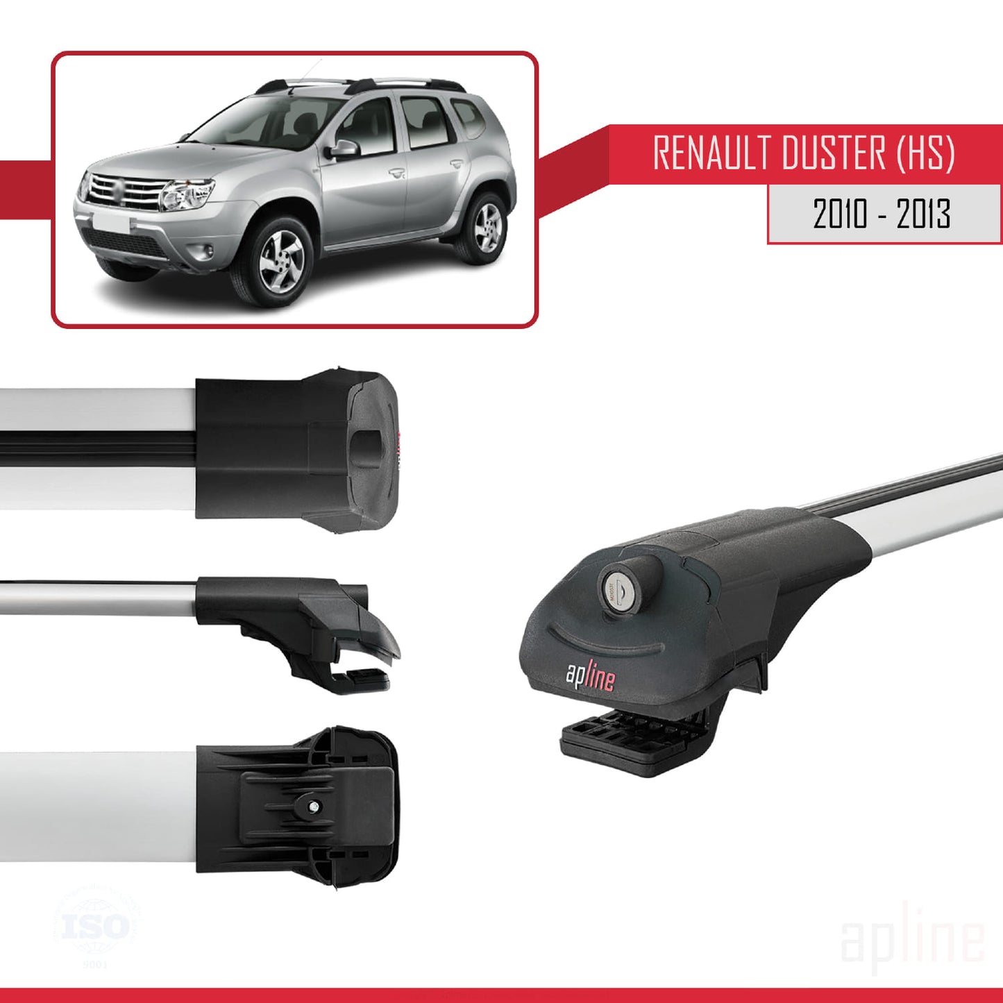 Compatible with Renault Duster (HS) Pre-Facelift 2010-2013 ACE-1 Car Roof Rack Cross Bar Grey Aluminium 2 Bars
