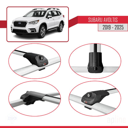 Compatible avec Subaru Evoltis 2019-2025 ACE-1 Barres de Toit Railing Porte-Bagages de Voiture Gris Aluminium 3 Barres