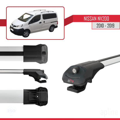 Compatible with Nissan NV200 (M20) 2010-2019 ACE-1 Car Roof Rack Cross Bar Grey Aluminium 4 Bars