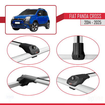 Compatibile con Fiat Panda Cross 2014-2025 ACE-1 Barre Portatutto Portapacchi Auto Alluminio Grigio 2 Barre
