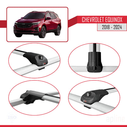 Compatible avec Chevrolet Equinox 2018-2024 ACE-1 Barres de Toit Railing Porte-Bagages de Voiture Gris Aluminium 3 Barres