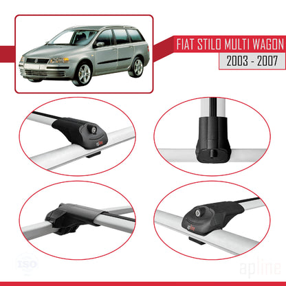 Compatibile con Fiat Stilo Multi Wagon 2003-2007 ACE-1 Barre Portatutto Portapacchi Auto Alluminio Grigio 3 Barre