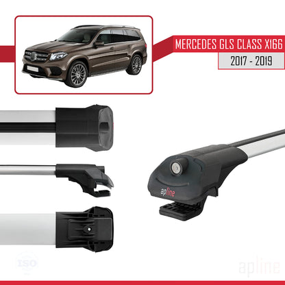 Compatible con Mercedes GLS Class X166 2017-2019 ACE-1 Barras de Techo Auto Portaequipajes Barras Transversales Gris Aluminio 2 Barras