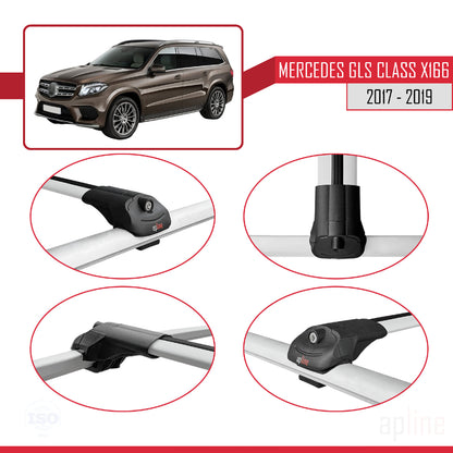 Compatible con Mercedes GLS Class X166 2017-2019 ACE-1 Barras de Techo Auto Portaequipajes Barras Transversales Gris Aluminio 2 Barras