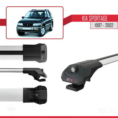 Compatible con Kia Sportage 1997-2002 ACE-1 Barras de Techo Auto Portaequipajes Barras Transversales Gris Aluminio 2 Barras