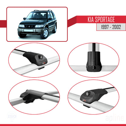 Compatible con Kia Sportage 1997-2002 ACE-1 Barras de Techo Auto Portaequipajes Barras Transversales Gris Aluminio 2 Barras