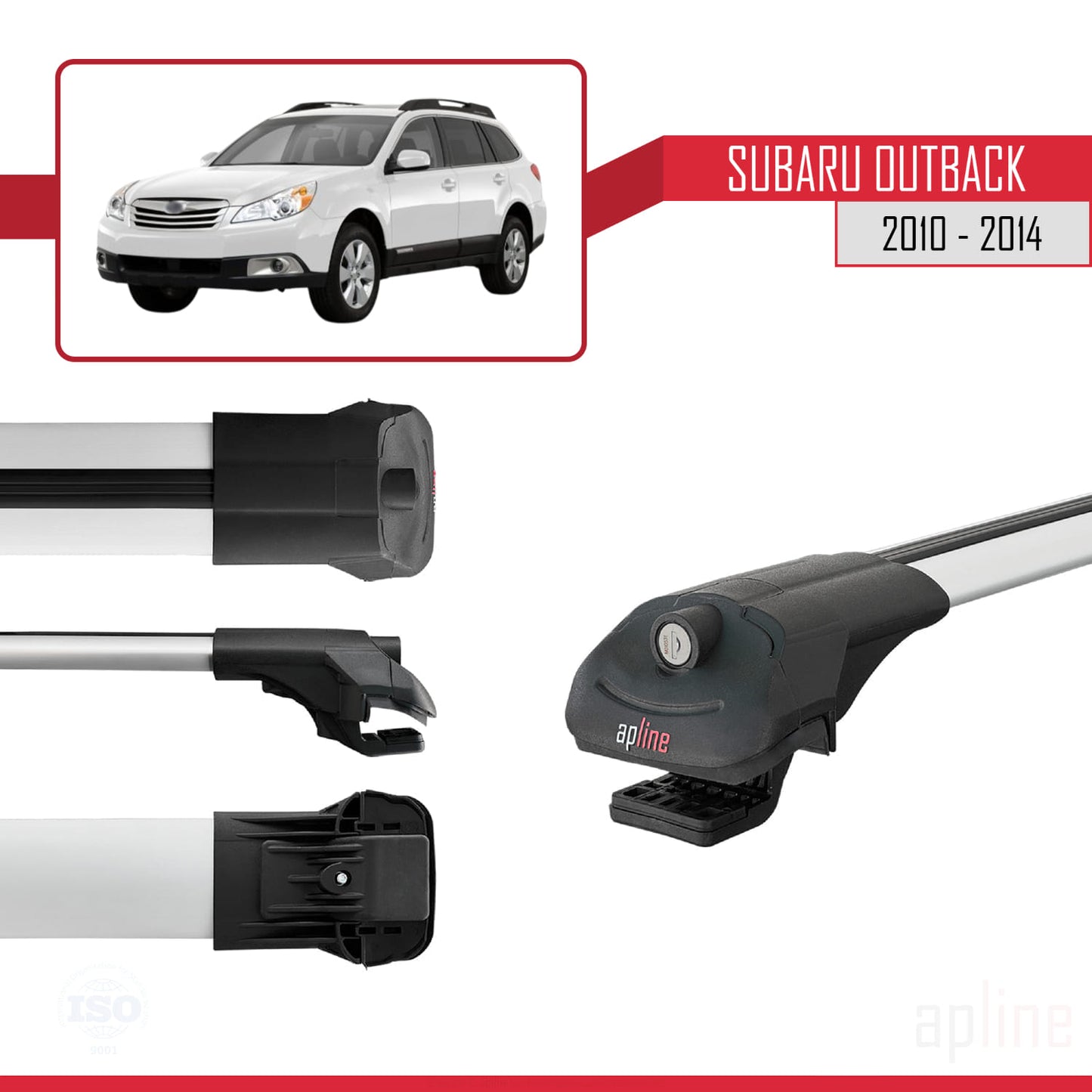 Compatible con Subaru Outback 2010-2014 ACE-1 Barras de Techo Auto Portaequipajes Barras Transversales Gris Aluminio 2 Barras