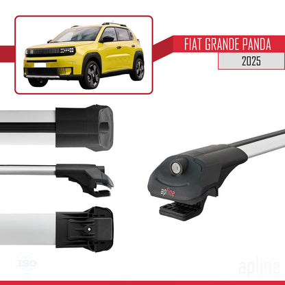 Compatibile con Fiat Grande Panda 2025 ACE-1 Barre Portatutto Railing Portapacchi Auto Alluminio Grigio 3 Barre