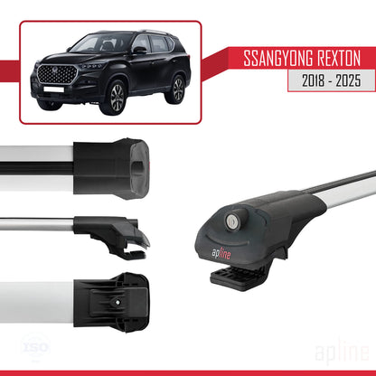 Compatible avec SsangYong Rexton 2018-2025 ACE-1 Barres de Toit Railing Porte-Bagages de Voiture Gris Aluminium 3 Barres