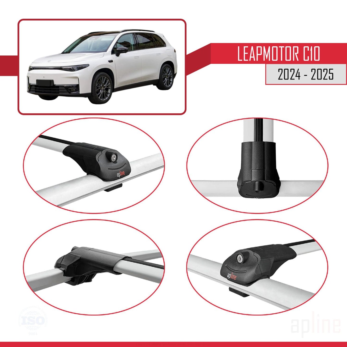 Compatible avec LEAPMOTOR C10 2024-2025 ACE-1 Barres de Toit Railing Porte-Bagages de Voiture Gris Aluminium 3 Barres