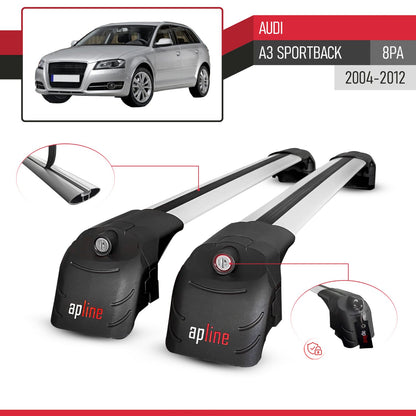 Compatible con A3 (8PA) Sportback 2004-2012 ACE-2 Barras de Techo Auto Portaequipajes Barras Transversales Gris Aluminio 2 Barras