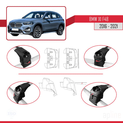 Compatibile con BMW X1 (F48) 2016-2022 ACE-2 Barre portatutto per auto Portapacchi in alluminio grigio 2 barre