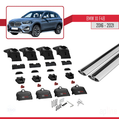 Compatibile con BMW X1 (F48) 2016-2022 ACE-2 Barre portatutto per auto Portapacchi in alluminio grigio 2 barre